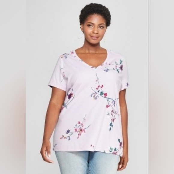 NWT AVA & VIV Purple V neck T-shirt - Picture 1 of 10